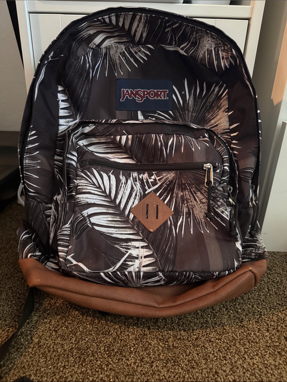 Jansport Black and Brown Palm-Print Backpack - Laptop